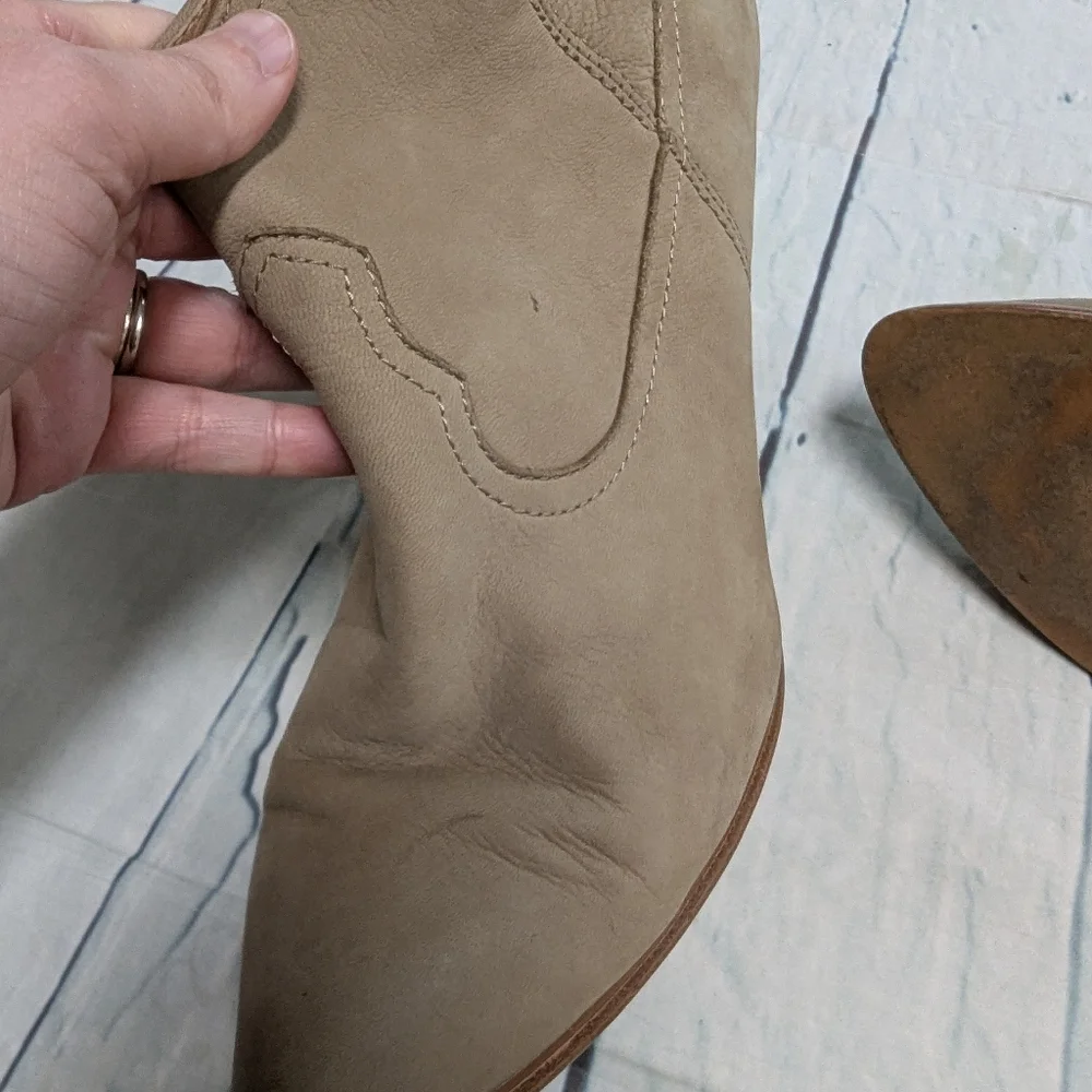 Frye leather cowgirl ankle booties with heels. - Picture 4 of 9